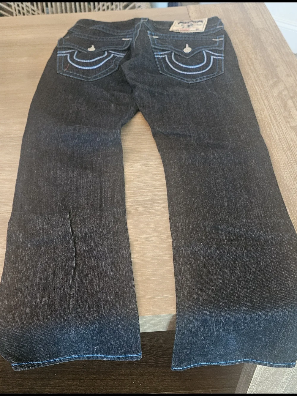 Men's TRUE RELIGION Dark Denim Jeans with Blue Contrast Stitching